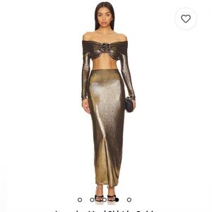 Camila Coelho Gold Maxi Pencil Skirt